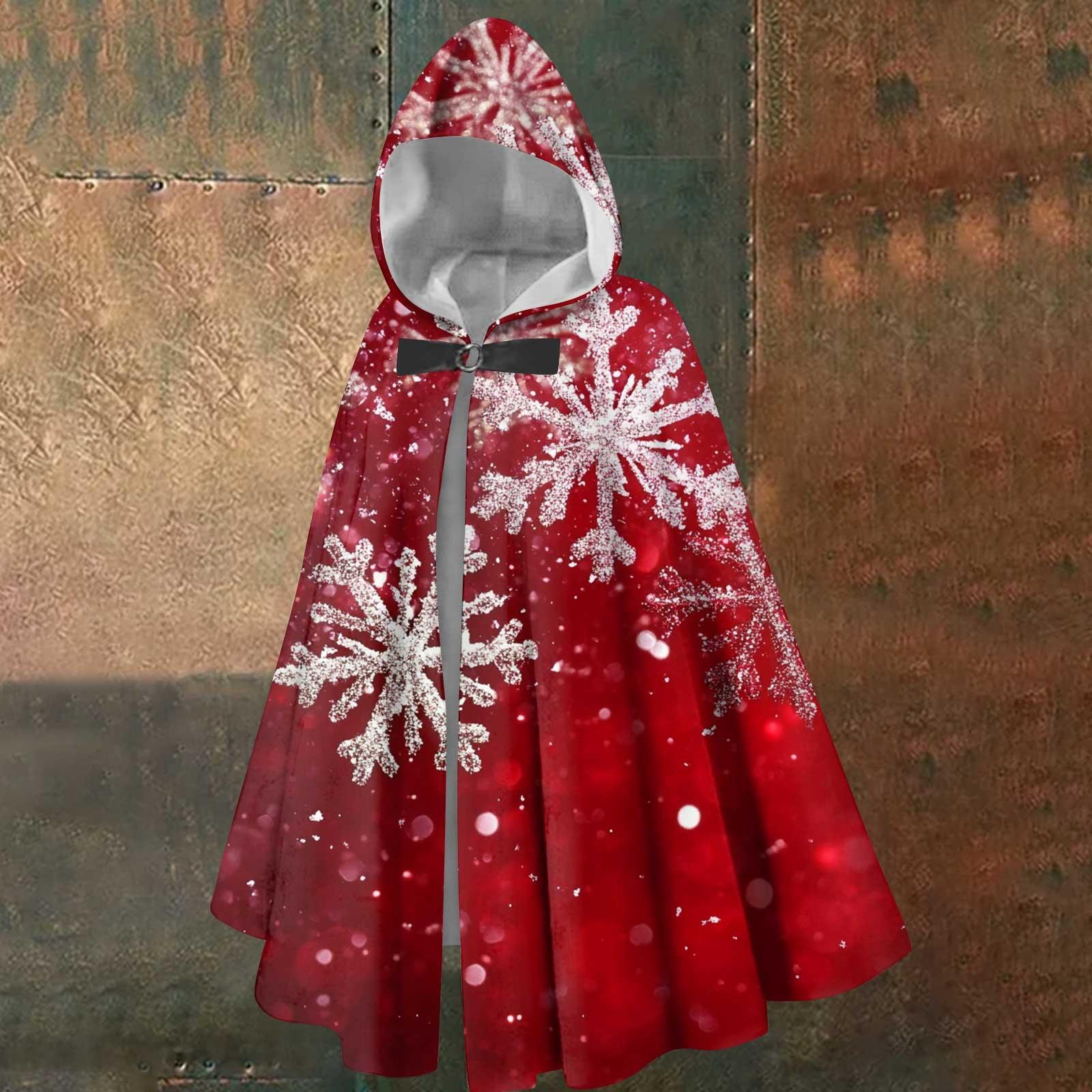 

Рождественский принт - унисекс ретро вертикальная накидка длинная накидка с капюшоном One Size киноварь