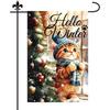 Double-Sided Garden Flag for Winter And Christmas, Measuring 12 by 45.72 Cm, Featuring a Kitten Design. Perfect for Outdoor Holiday Decoration with a 