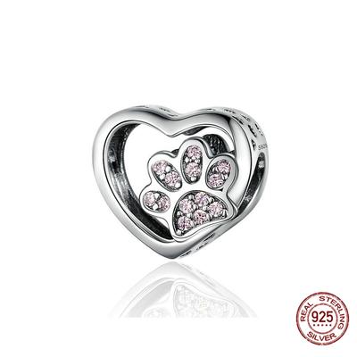 100 % 925 Sterlingsilber Charms Herzförmige Katzenpfote Perlen Passend für Mode Charm Armband Herstellung Für Frauen DIY Modeschmuck