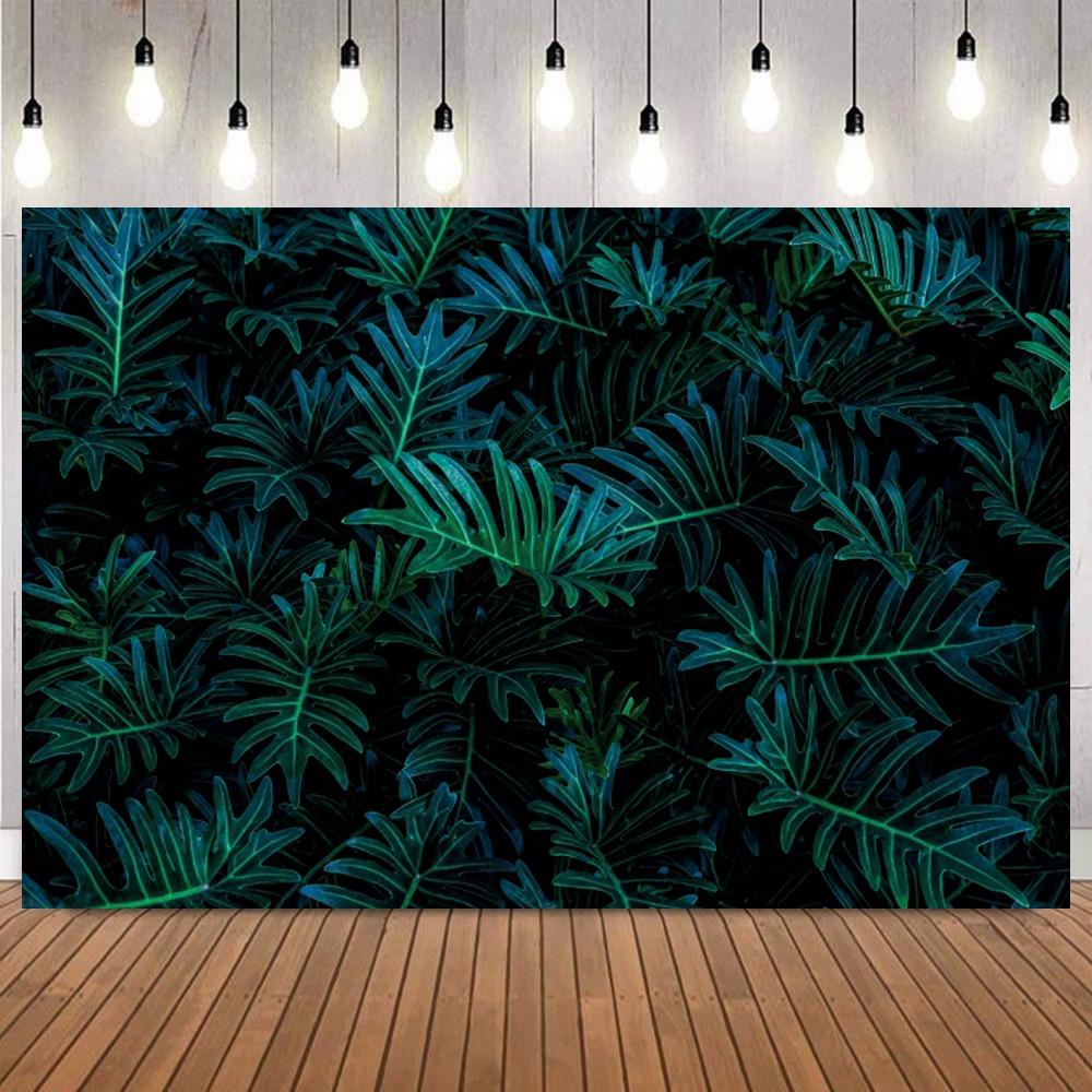 Tropical Leaves Backdrop Various Green Plants Fern Palm Leaf Elements Photo Background For Jungle Theme Birthday Party Portrait9