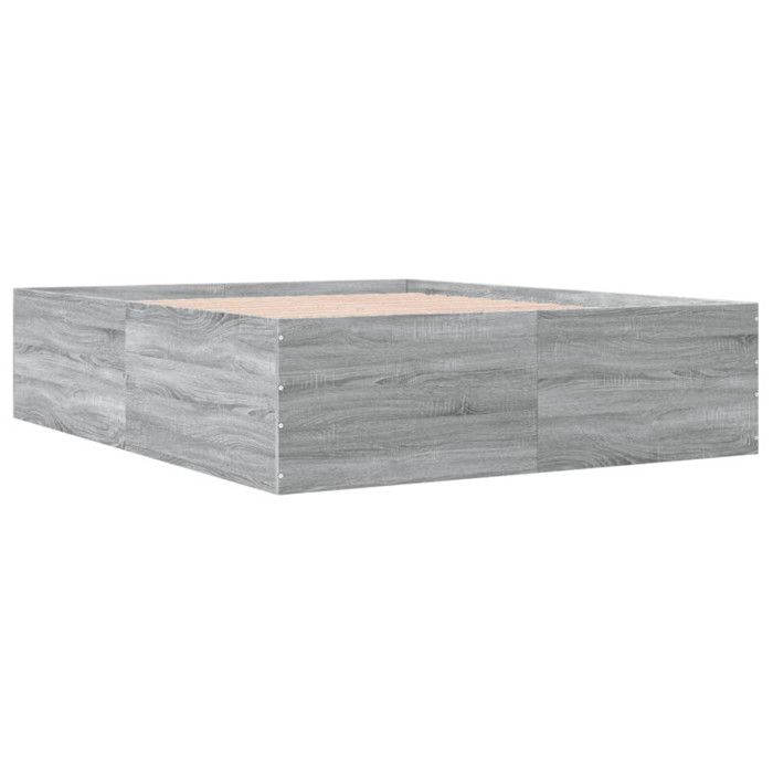 VidaXL Bed Frames Sonoma Grey 160x200 Cm Engineered Wood, Bedroom Furniture, Slatted Base, Panel Bed, Bed, Bed 3280914