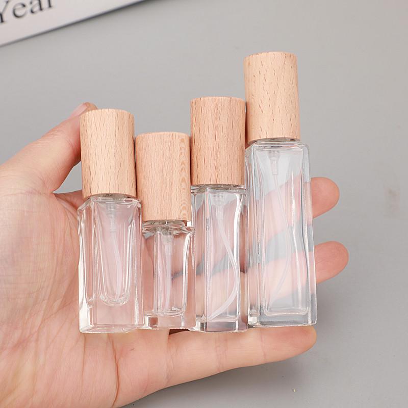 High-Grade Portable Perfume Refill Bottles with Wood Cap - 5ML, 10ML, 20ML Travel Size Options