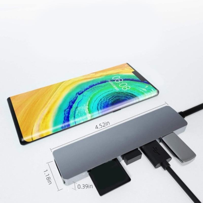 8 in 1 USB C Docking Stations USB C Hubs with HDMIs 4K30Hz PD55W for Laptop Tablets /TF Card Reader Fast Charging