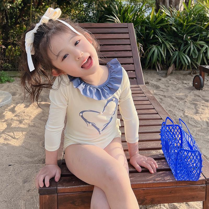 2025 Children's Heart Princess One-Piece Swimsuit with Swim Cap for Toddlers & Girls