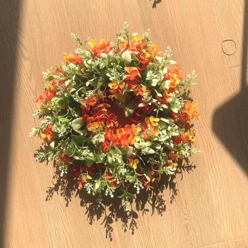 Spring Decorative Wild Grass and Eucalyptus Wreath for Christmas, Weddings, or Mall Decor