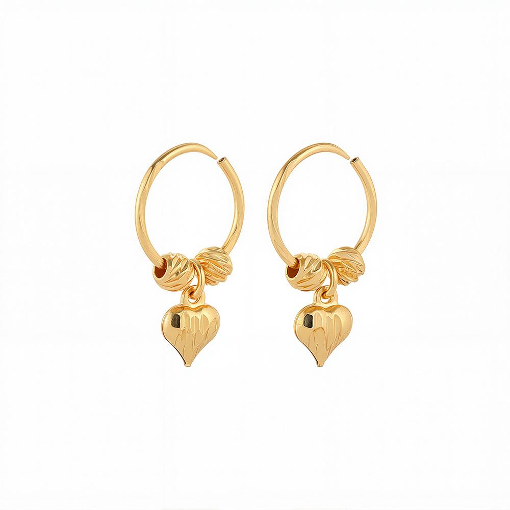 Retro Light Luxury High-End Stud Earrings Temperament Love Transfer Beads Circle Earrings Women'S Niche Design Earrings