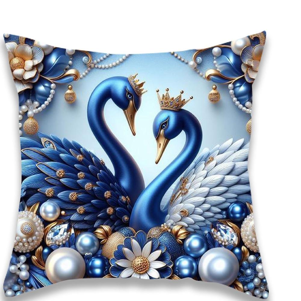 Exquisite Blue Swans Adorned with Jewels Pillowcases for Luxurious Comfort Sofa cushion cover home room decoration