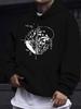 Men'S Casual All-Match Style Fashion Hoodie, New Unique Design, Print with Brain-Heart Combination Pattern And THINK And FEEL Text - Casual Pullover, 