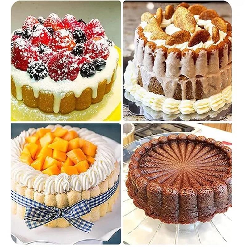 1pc Silicone Round Pan Charlotte Cakes Baking Pan Sponge Flan Mold DIY Strawberry Shortcake High-temperature Resistant Kitchen Silicone Moulds