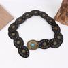 Vintage Women's Western Denim Belt Hollow Wide Round Cutout Waistband Round Belts