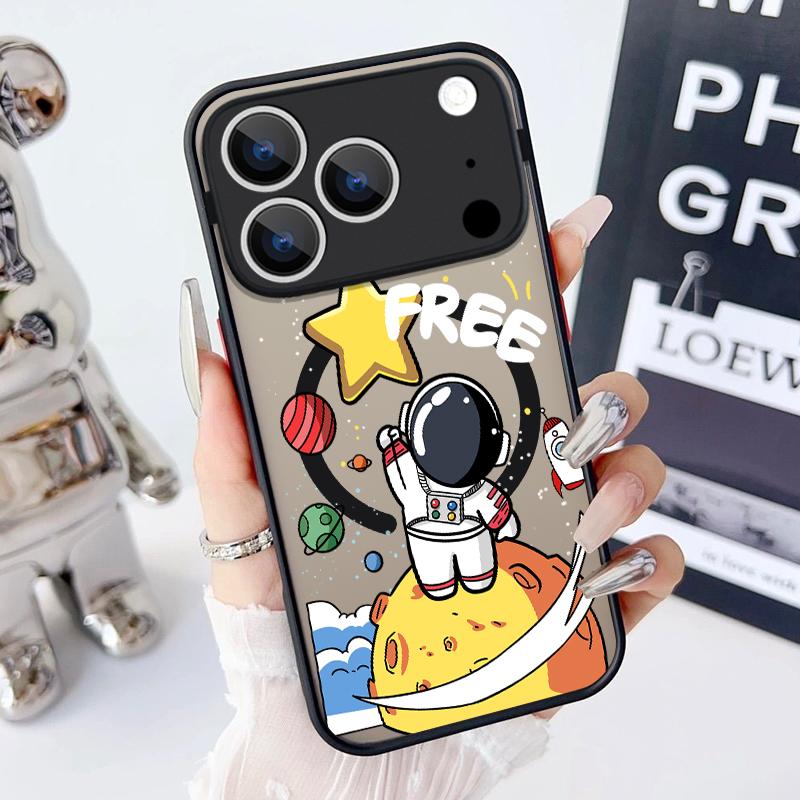 Magnetic Acrylic Phone Case For iPhone 17e 17 16 15 14 13 Pro Max 16e 11 For Magsafe Wireless Charge Space Astronaut Print Cover