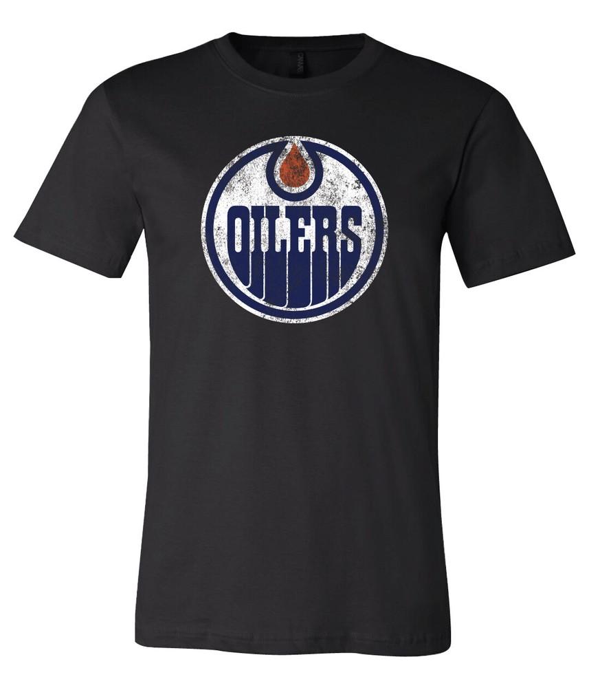 Футболка с потертым логотипом Edmonton Oilers S-6XL Отслеживание!! Футболка Unisex XXXXL