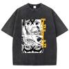 Unisex Japanese Anime Graphic T Shirt Vintage Washed Cotton Aesthetic Cartoon Loose Streetwear Fashion Short Sleeve Tops