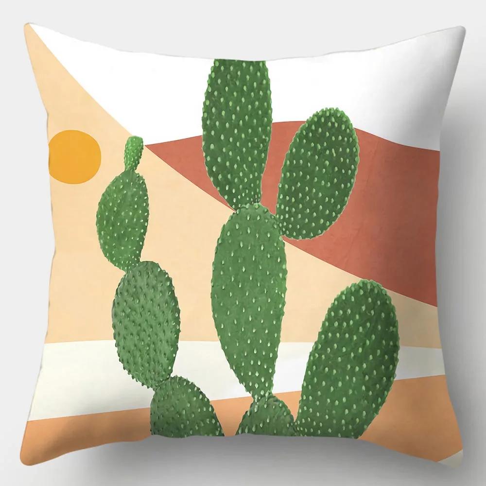 Art Plant Pillowcase 45Cmx45Cm Square Sofa Pillow Cover Abstract Cushion