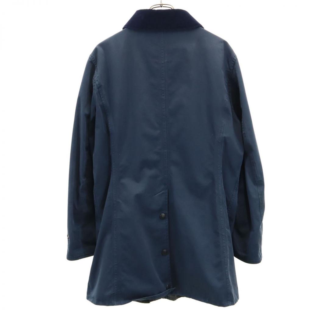 Barbour Corduroy Collar Long Coat 12 Navy Women Used