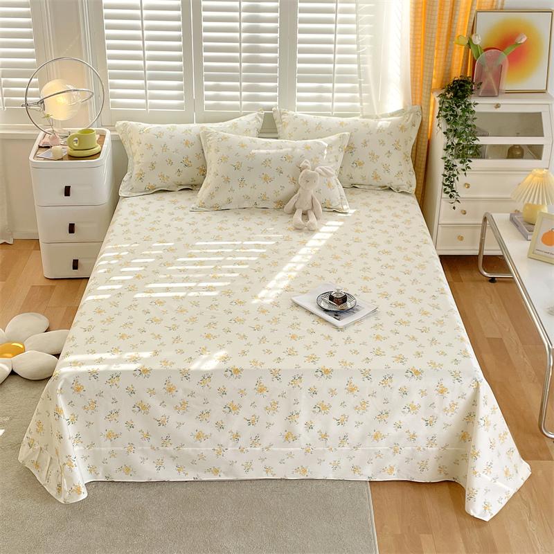 Floral Printed Bed Sheet Set Roses Design Bed Sheets Soft Breathable Fabric Flat Sheet with Pillowcases Queen Size Bedding Set