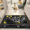 Black Tuned JDM Coupe Yellow Accent Comic Print Area Rug Non‑Slip Rectangular Floor Mat Auto Fan Decor for Gaming Bedroom Living Room