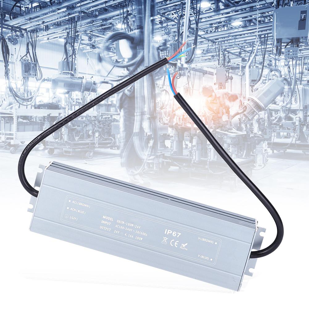 HRUW 100W 24V Switch Power Supply IP67 Waterproof LED Driver Transformer 100 240VAC