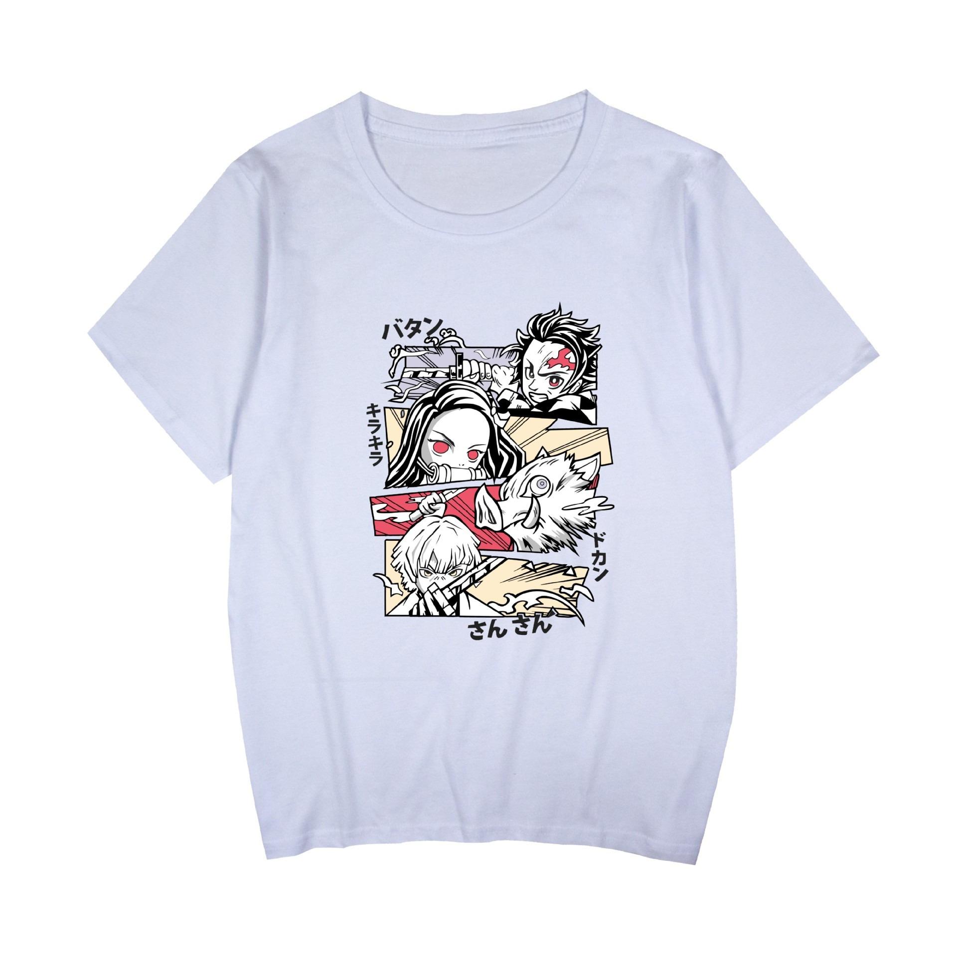 Japanese Demon Slayer Anime Characters Eyes Print Tshirt Hip Hop Casual Oversized Tshirt for Men Women Anime Fans Streetwear S