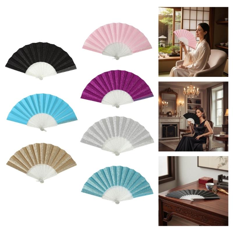 Glittering Hand Fan With Sparkling Transparent Ribs Plastic Decorative Craft Folding Fan For Parties Home Decors Gift