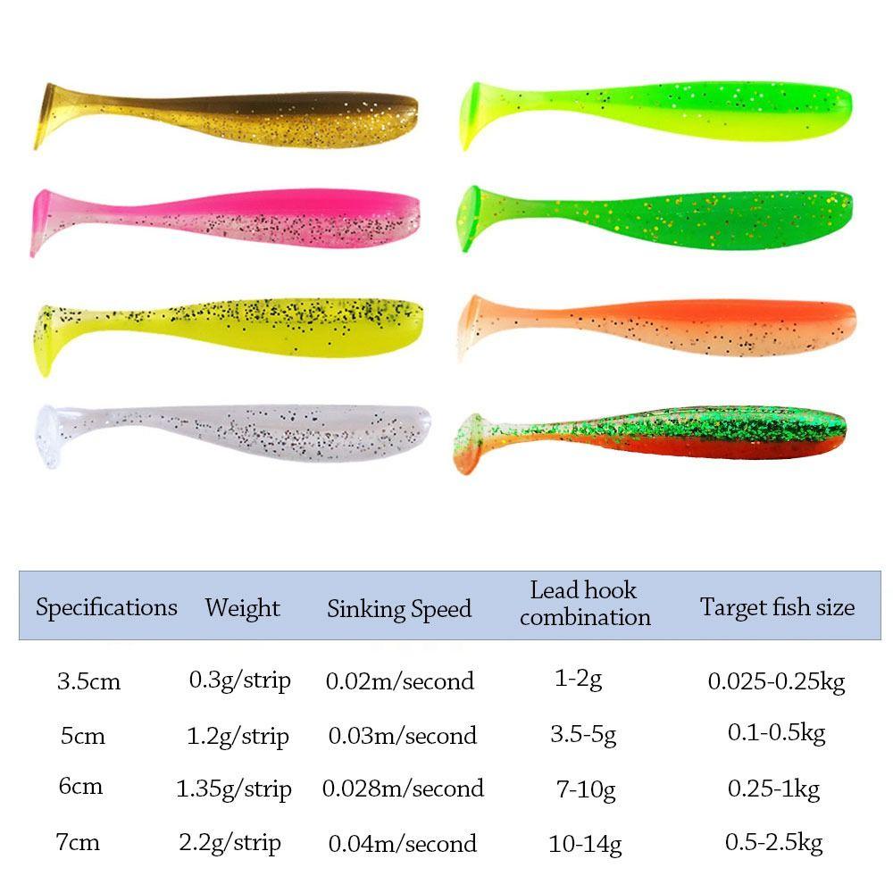 100Pcs/box T Tail Soft Bait Silicone Fishing Tackle Portable Soft Fishing Lures  Freshwater Fishing