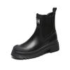 Leather Martin Boots Short Boots Women's, Autumn and Winter New Thick-soled British Smoke Boots Chelsea Boots Fleece Skinny Boots