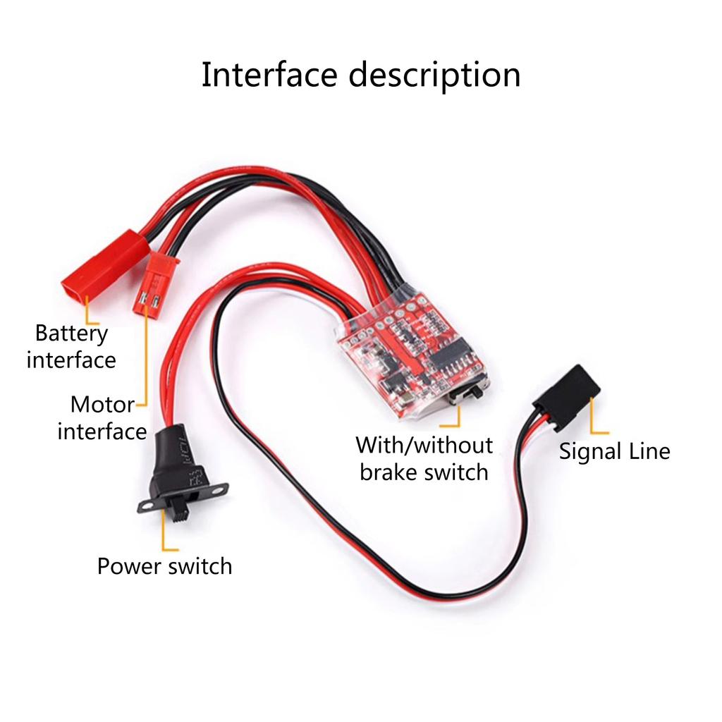 Brush Motor Speed Controller with Brake Compatible for RCCar 1/16 1/18 1/24 SCX24 AXI90081 AXI00001 AXI00002 Accessories