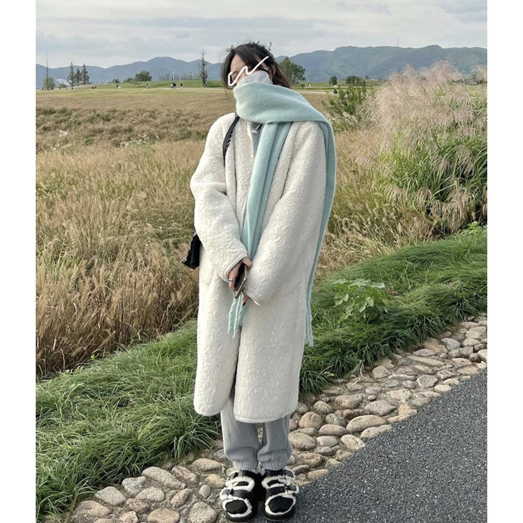 Autumn and Winter New Mohair Soft and Fluffy Solid Color Scarf for Women's Winter Versatile Imitation Cashmere Thick Warm Shawl