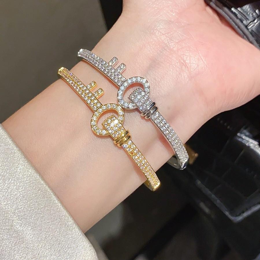 18k Gold Plated Zircon Keychain Bracelet For Women Fashion Jewelry Gift