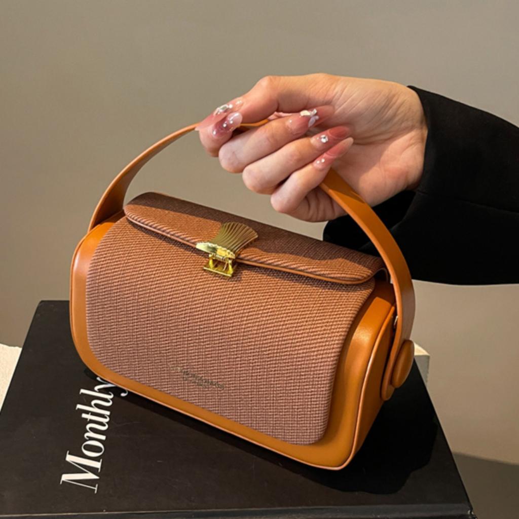 High-Grade Sense Women Small Square Bags Trendy Classic PU Leather Lady Commuter Shoulder Bag Short Handle Handbags