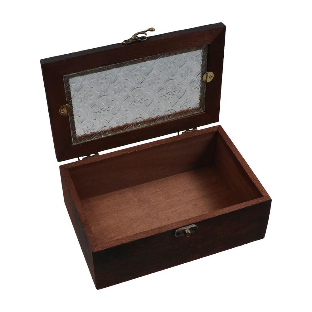 Crabapple Flower Solid Wood  Storage Cabinet Vintage Jewelry Box Wooden Storage Box  Trinket