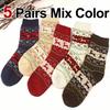 5/10 Pairs Autumn/Winter Thick Reindeer Printed Women Mid Tube Socks Warm Comfortable Suitable as Christmas Gifts Casual Socks
