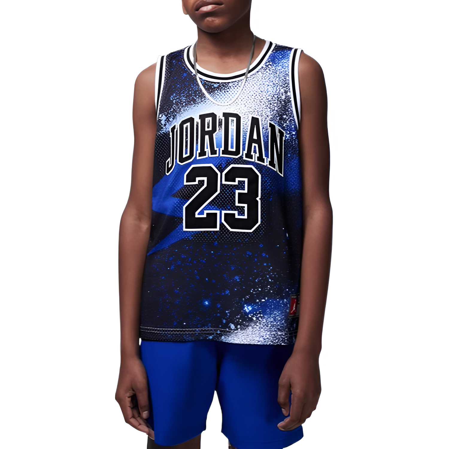 

Jordan Майка Комфортная Модная Трендовая Универсальная Детская Топ Черный Королевский-синий FV3168-017 L