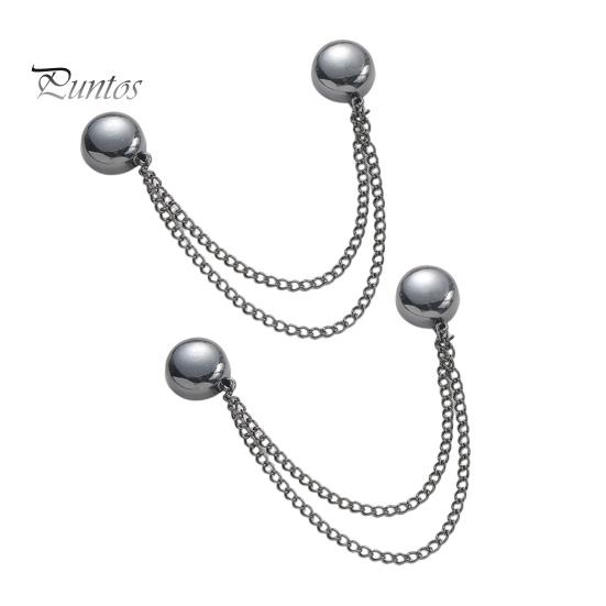 

2 шт. Многофункциональный магнитный зажим для одежды с цепочкой, многоцелевой безштифтовой металлический зажим для пуговиц, одежды, шарфа, брюк, манжет, фиксатор, магнитная булавка чёрный