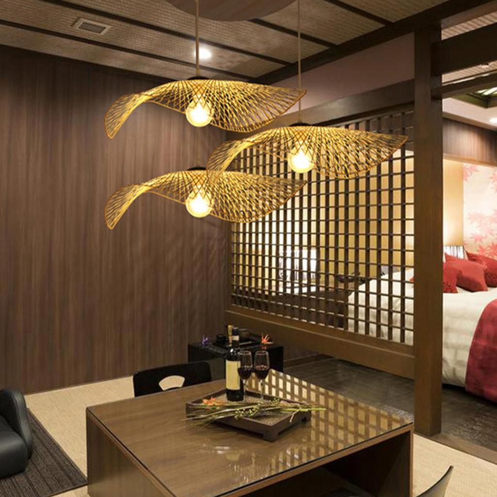Restaurant Hanging Ceiling Lights Elegant Bamboo Wicker Chandelier Lamp Fixtures