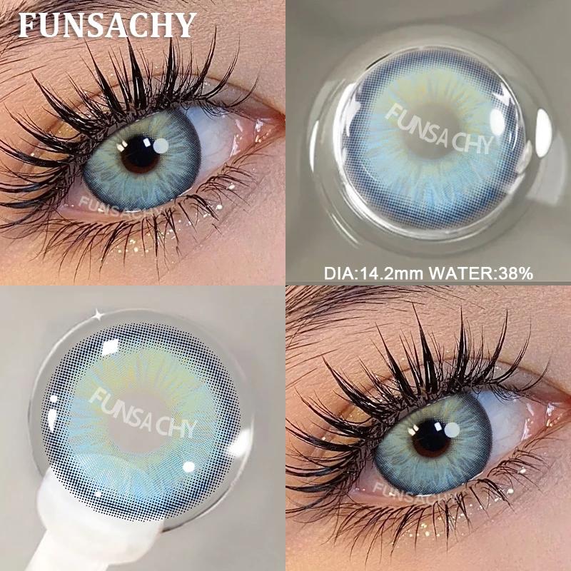 

FUNSACHY 2 шт. Цветные контактные линзы Мягкие красивые зрачки Серия IKEREL Глаза Макияж Синие линзы Высококачественные натуральные линзы Ежегодно