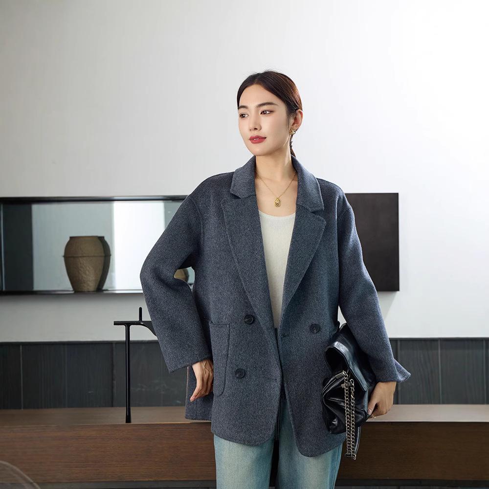 

Women s Mid-Length Double-Sided 100% Wool Coat - Versatile and Elegant for Autumn and Winter S - suitable for 95-125 lbs