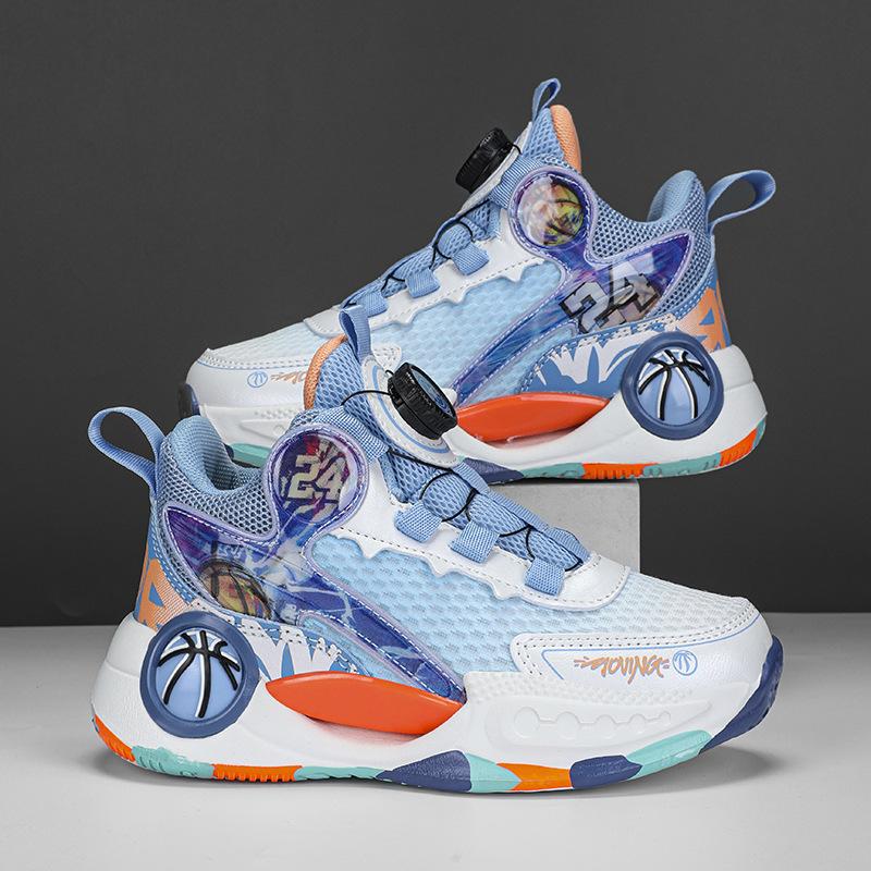 Boys basketball shoes 2025 new mesh breathable children's shoes non-slip running shoes medium and older children's fashion sports shoes