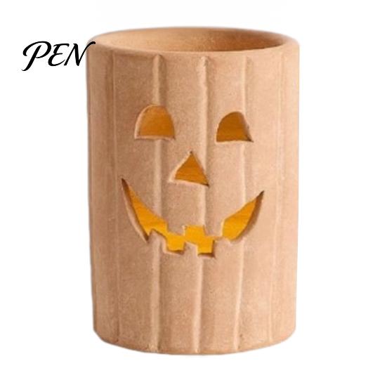 Halloween Gift for Home Decor Pumpkin Candle Holder, Resin Hollow Candlestick, Vintage Country Decorative Ghost Table Ornaments Style Lantern Tabletop