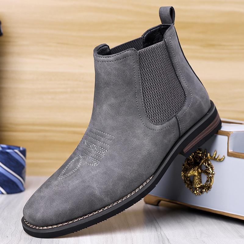 Men Large Size Chelsea Boots Faux Leather Upper Non Slip Rubber Sole Casual Dress Ankle Boots Outdoor Walking Shoes Large Size