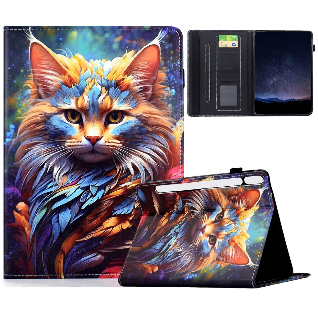 For Samsung Galaxy Tab S10 FE+ Leather Case Pattern Print Card Slots Stand Auto Sleep Wake Tablet Cover