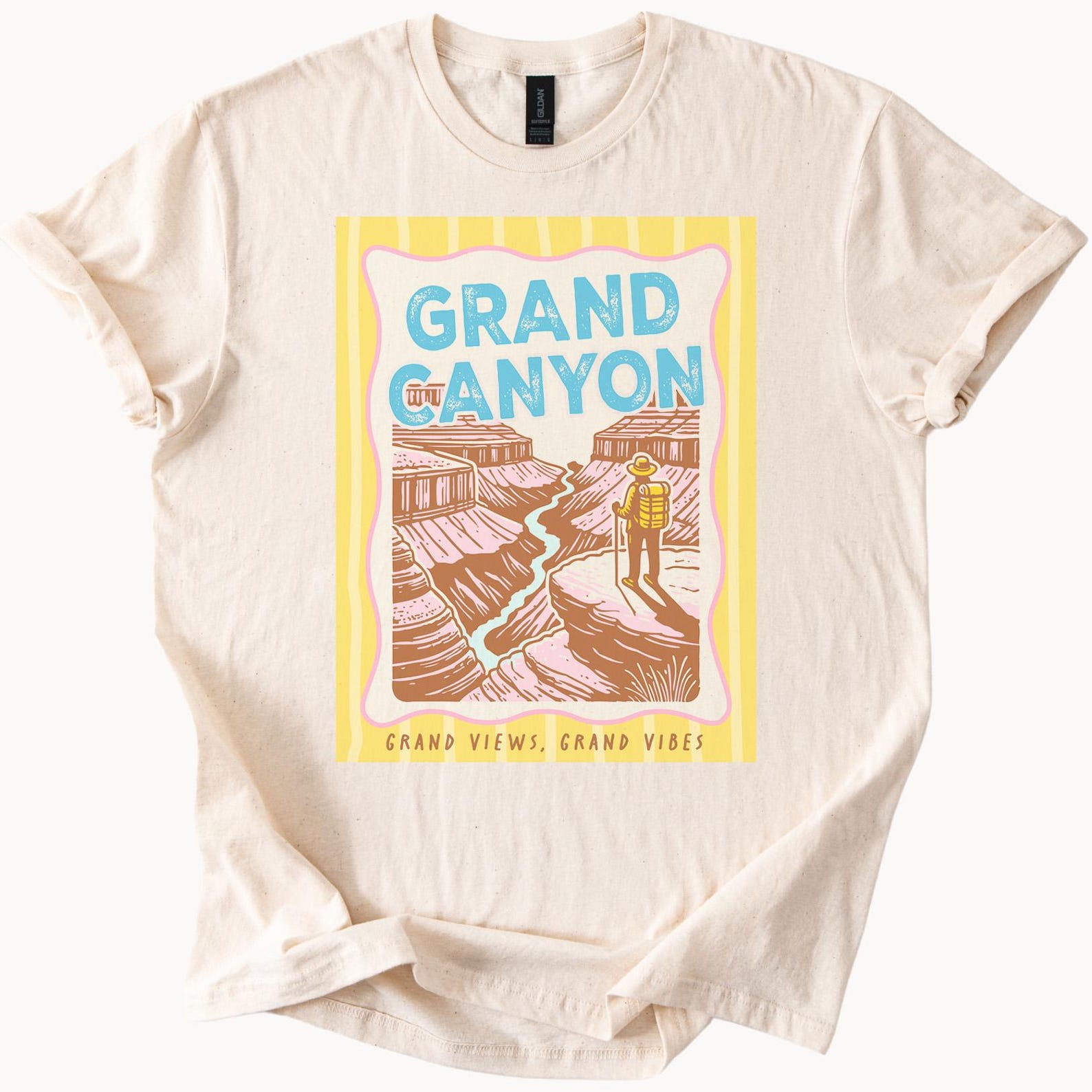 Grand Canyon National Park Graphic T Shirt Retro Hiking Adventure Desert Nature Graphic Tee Grand Views Grand Vibes Travel Gift 160