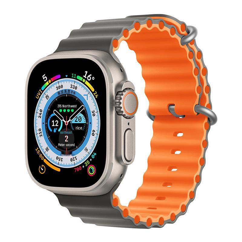 Ремешок из двухцветного силикона Apple Marine для часов 8/7/SE/Ultra Sports
