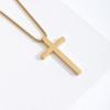 European and American Stainless Steel Cross Necklace Men's Long Pendant Personality Versatile Smooth Titanium Steel Necklace Cross