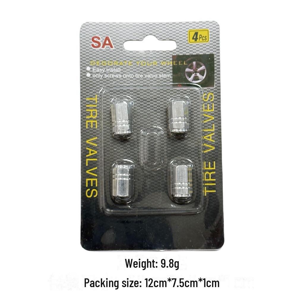 Universal Aluminum Tire Valve Caps 4-Pack, 5 Colors Available