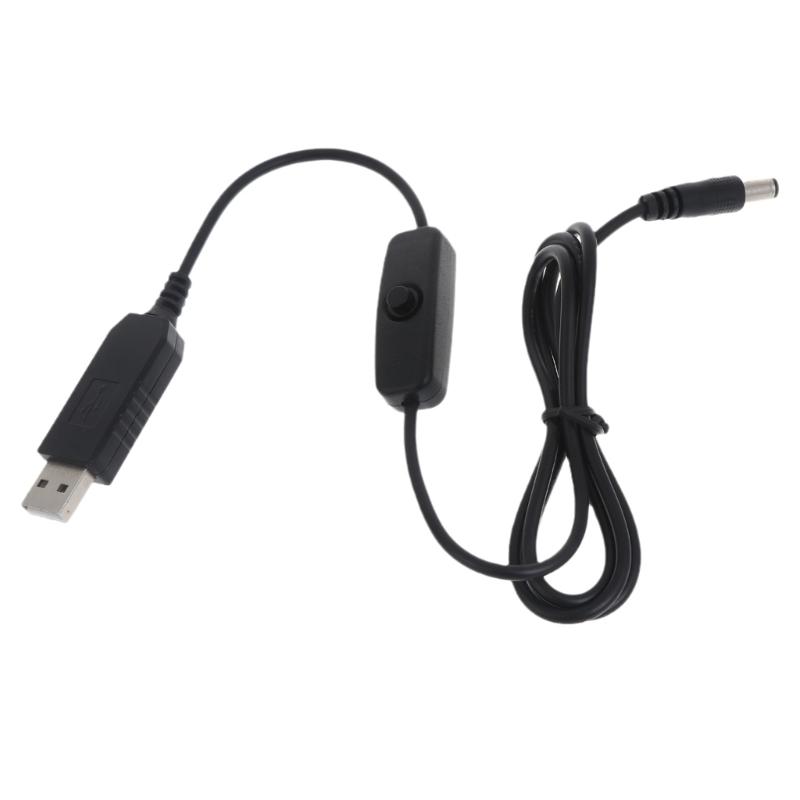 USB Power Boost Line 5V To 12V 5.5x2.1mm Cable with ON OFF Switch for Routers Speaker LED Strip Fan