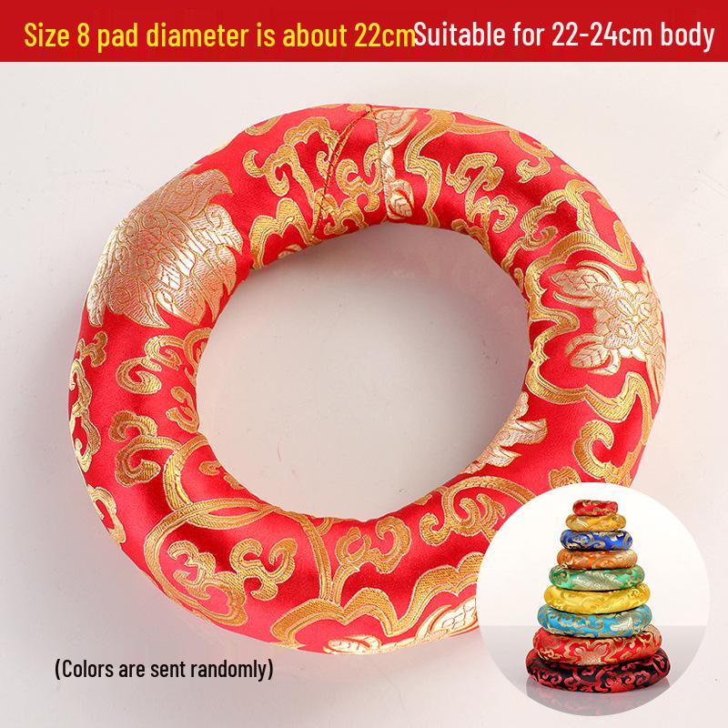 Nepalese Handmade Crystal and Copper Singing Bowl Pad with Cloth Circle and Chime Protection