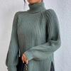 Women's Fashion Casual Fall Winter Solid Color Print Long Sleeve High Neck Sweaters