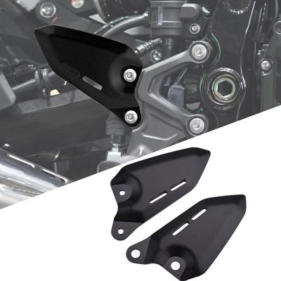 BYEMTTY Aluminum Heel Plate Guards, 1 Pair, Fits Kawasaki Z900RS Z900RS CAFE 2018 2019 2020 2021 2022 2023 2024 2025 (Black)