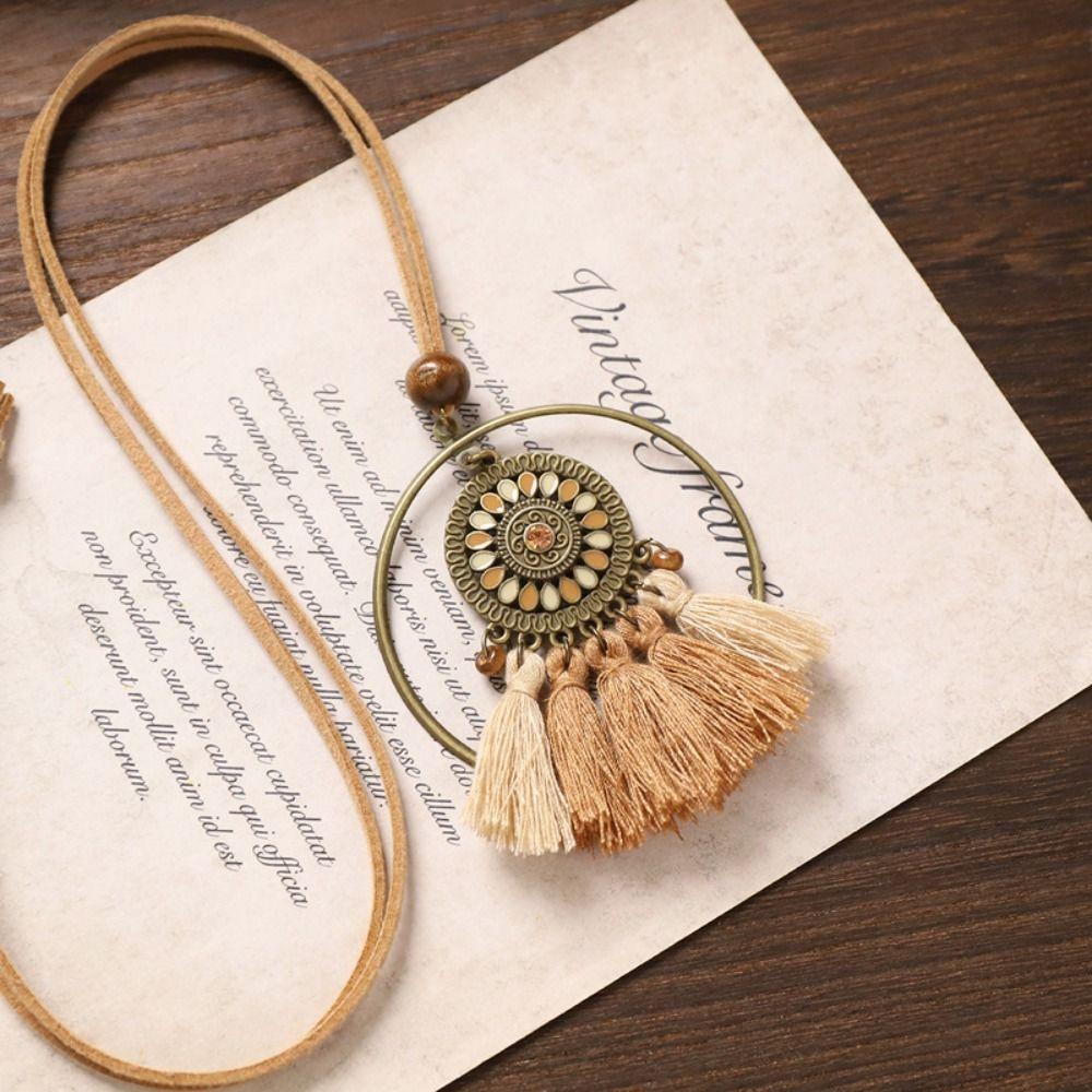 Elegant Boho Long Neckalce Women Fashion Brown Pendent Necklaces Retro Sweater Chain  Jewelry
